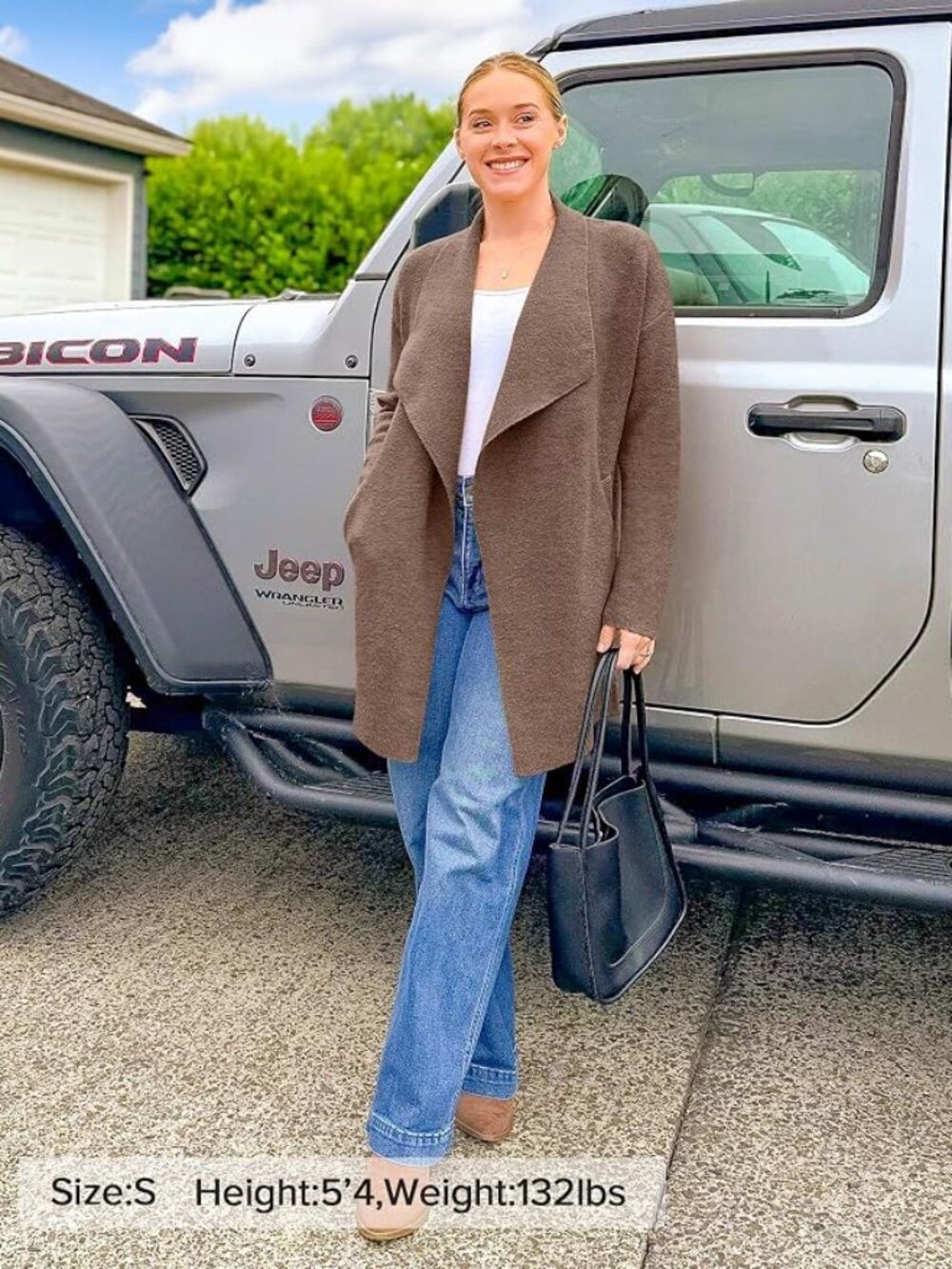 Women's Casual Lapel Cardigan Long Sleeve Open Front  - Size Med